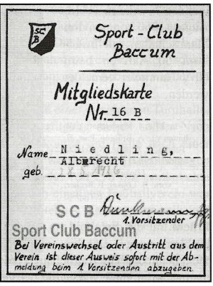 Mitgliedskarte SC Baccum | Mitgliedskarte SC Baccum